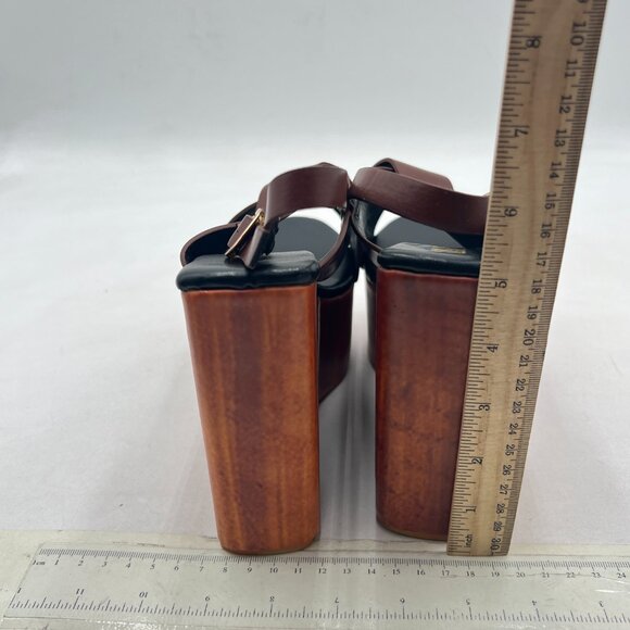 miss left Brown Crisscross Strap Open Toe Slingback Adjustable Buckle Sandals - Picture 5 of 8